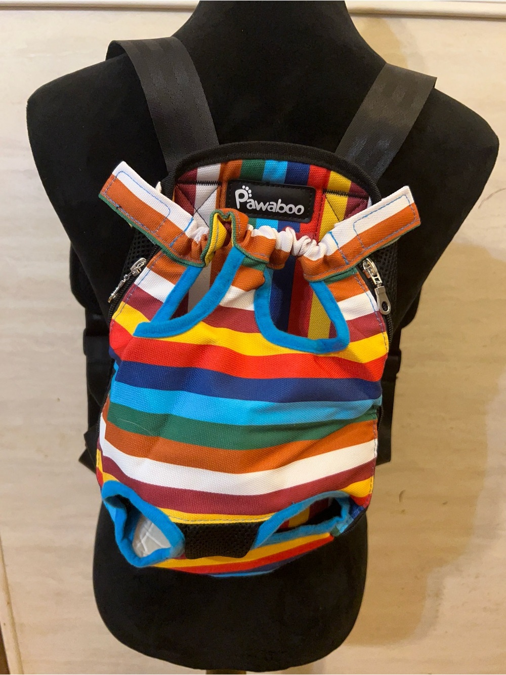 Pawaboo Pet Carrier Backpack Multicolored Rainbow Stripe Pattern